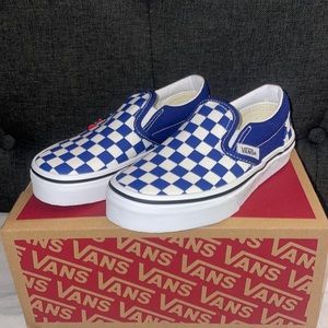 VANS old Skool Blue check slip-ons TODDLER 11 new